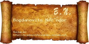 Bogdanovits Nándor névjegykártya