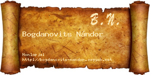 Bogdanovits Nándor névjegykártya