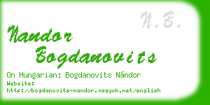 nandor bogdanovits business card